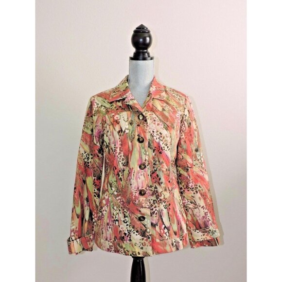 Chico's Jackets & Blazers - Chicos Jacket Button Down Blazer Artistic Pink Chico’s Size 0 Womens 4 Small
